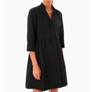 Tuckernuck Royal Shirt Dress Black Crepe Swing Tunic 3/4 Sleeve XL